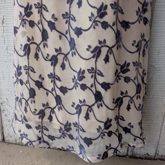 Burn Out Velvet Y2K Strappy Formal Dress Pale Peach and Periwinkle - Picture 3 of 8